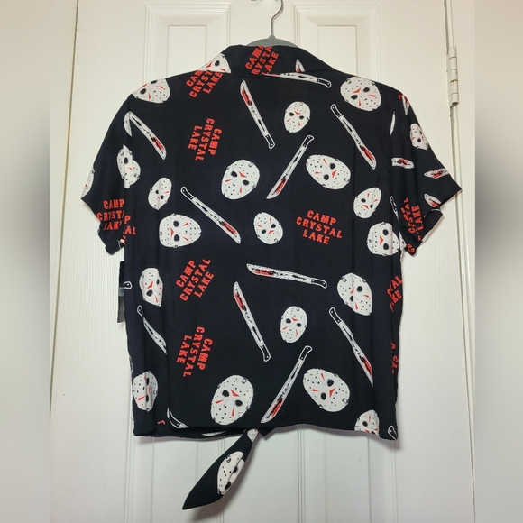 Friday the 13th▪︎Camp Crystal Lake Tie-Front, Button-up Shirt▪︎ Size Large 🪓 - Picture 2 of 11